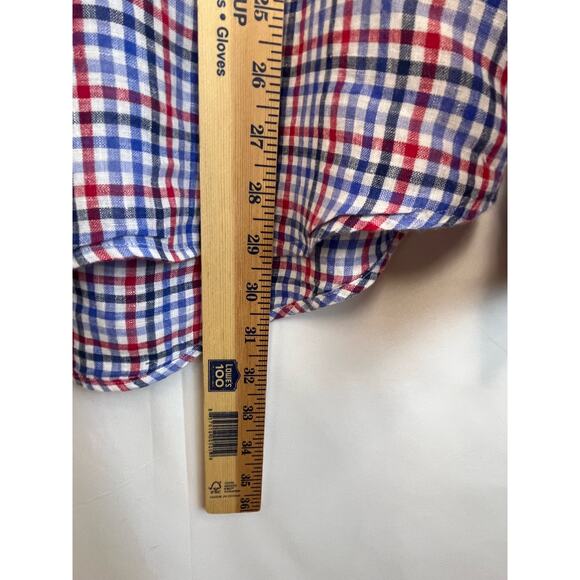 Ralph Lauren Men's XL Red/White/Blue 100% Linen Long Sleeve Button Down Shirt - Picture 5 of 7